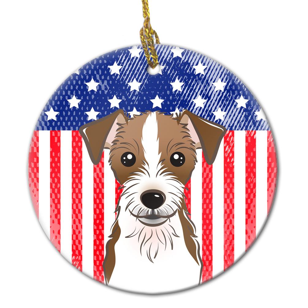 American Flag and Jack Russell Terrier Ceramic Ornament BB2132CO1 by Caroline&#39;s Treasures