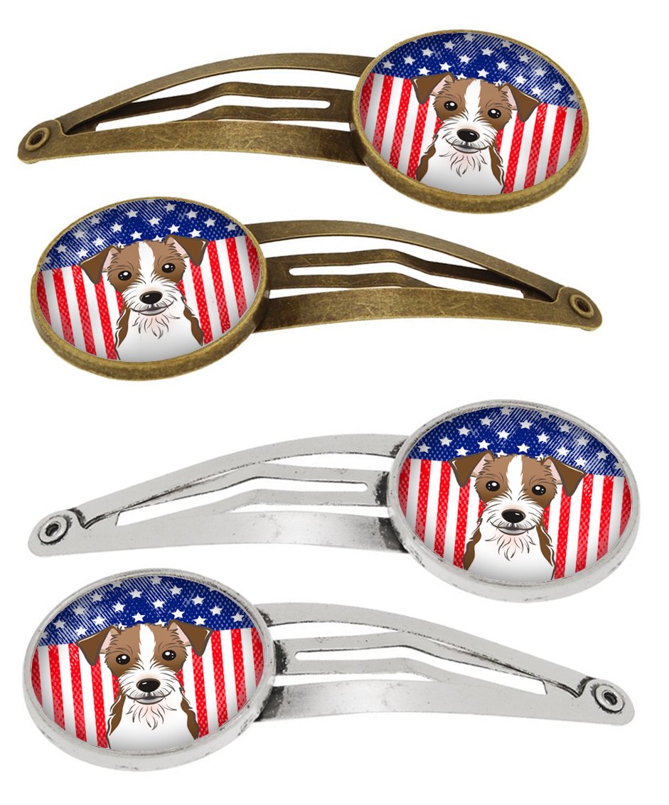 American Flag and Jack Russell Terrier Set of 4 Barrettes Hair Clips BB2132HCS4 by Caroline's Treasures