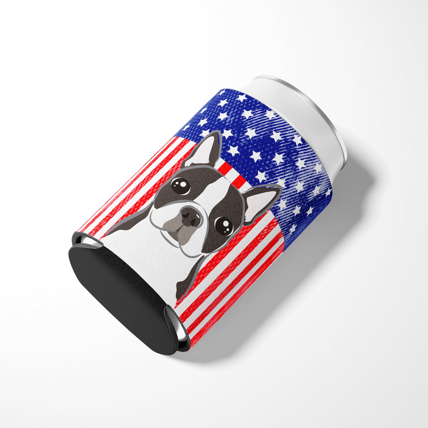 American Flag and Boston Terrier Can or Bottle Hugger BB2133CC