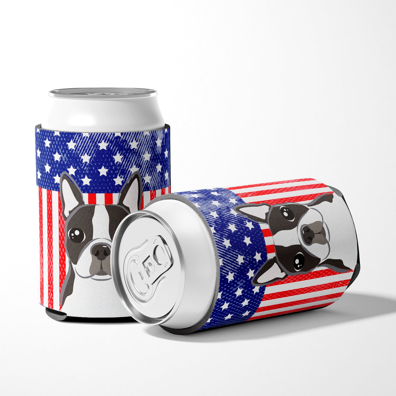 American Flag and Boston Terrier Can or Bottle Hugger BB2133CC.