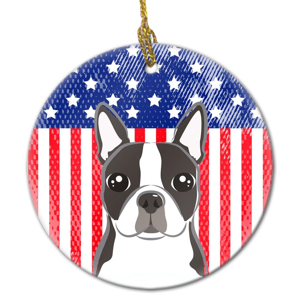 American Flag and Boston Terrier Ceramic Ornament by Caroline's Treasures