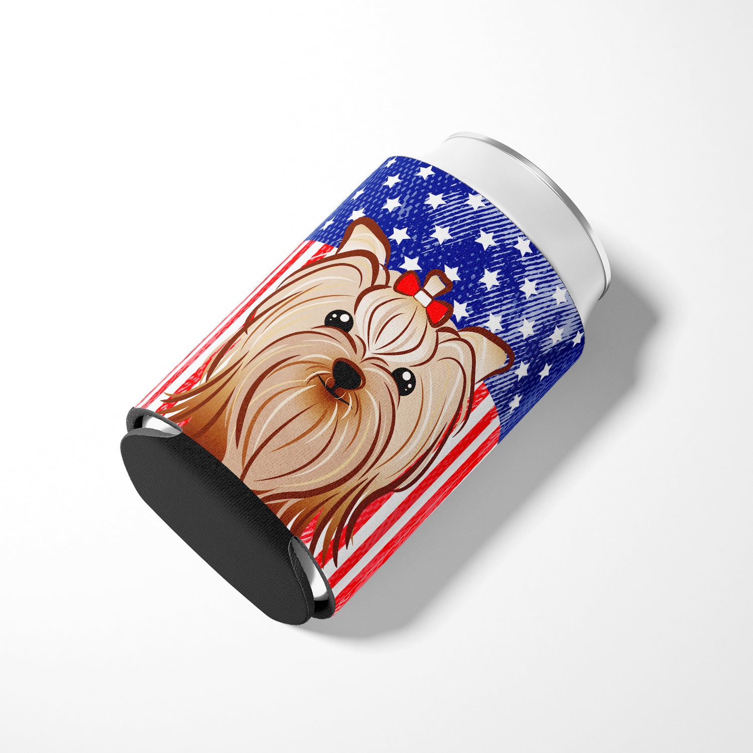 American Flag and Yorkie Yorkishire Terrier Can or Bottle Hugger BB2134CC.