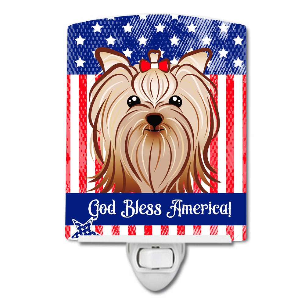 American Flag and Yorkie Yorkishire Terrier Ceramic Night Light BB2134CNL - the-store.com