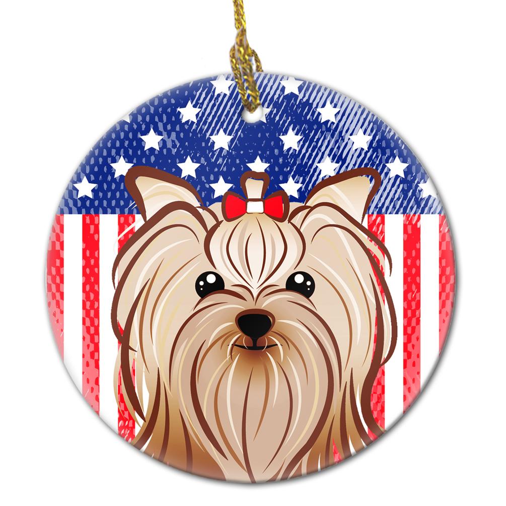 American Flag and Yorkie Yorkishire Terrier Ceramic Ornament BB2134CO1 by Caroline&#39;s Treasures