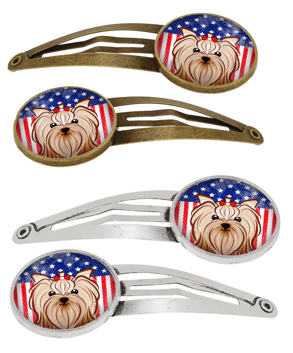 American Flag and Yorkie Yorkishire Terrier Set of 4 Barrettes Hair Clips BB2134HCS4 by Caroline&#39;s Treasures