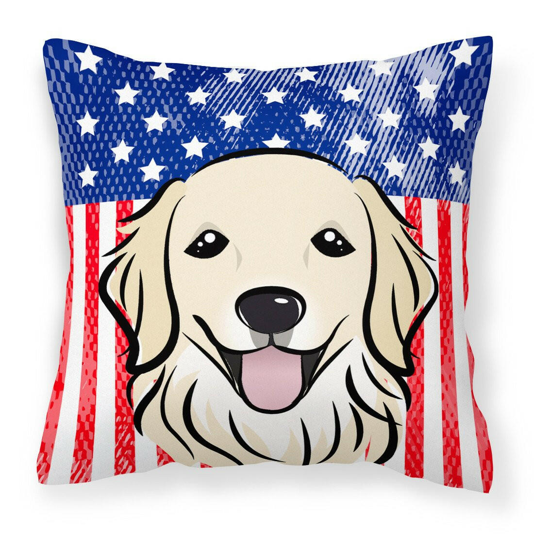 American Flag and Golden Retriever Fabric Decorative Pillow BB2135PW1414 - the-store.com