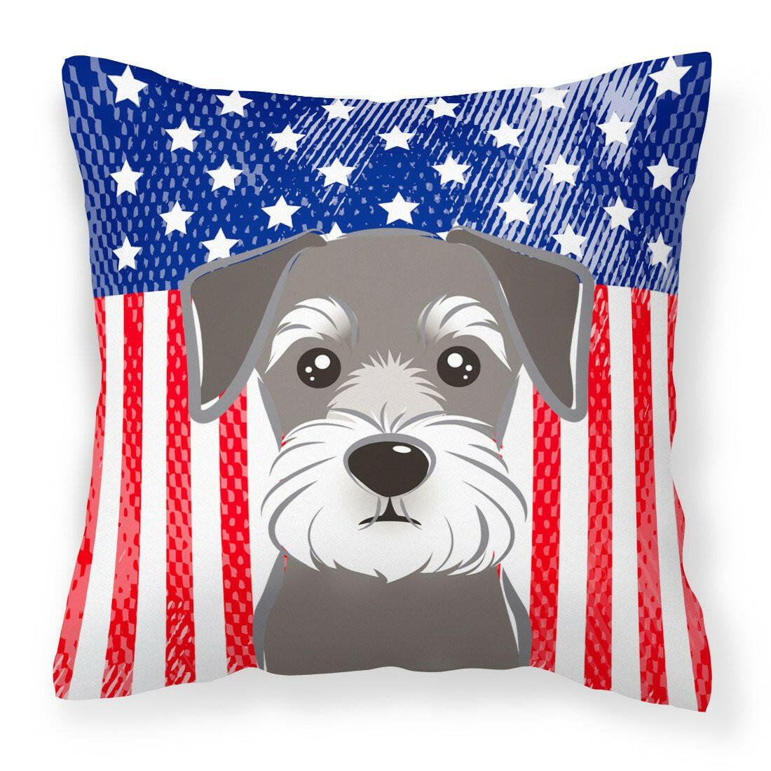 American Flag and Schnauzer Fabric Decorative Pillow BB2136PW1414 - the-store.com
