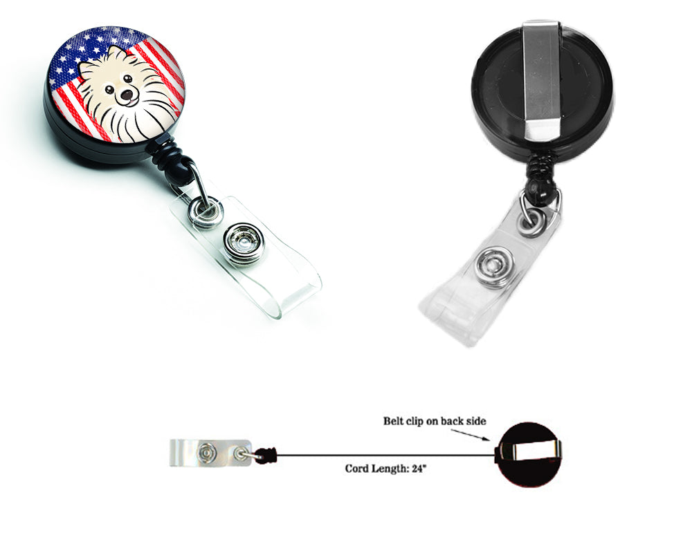 American Flag and Pomeranian Retractable Badge Reel BB2137BR