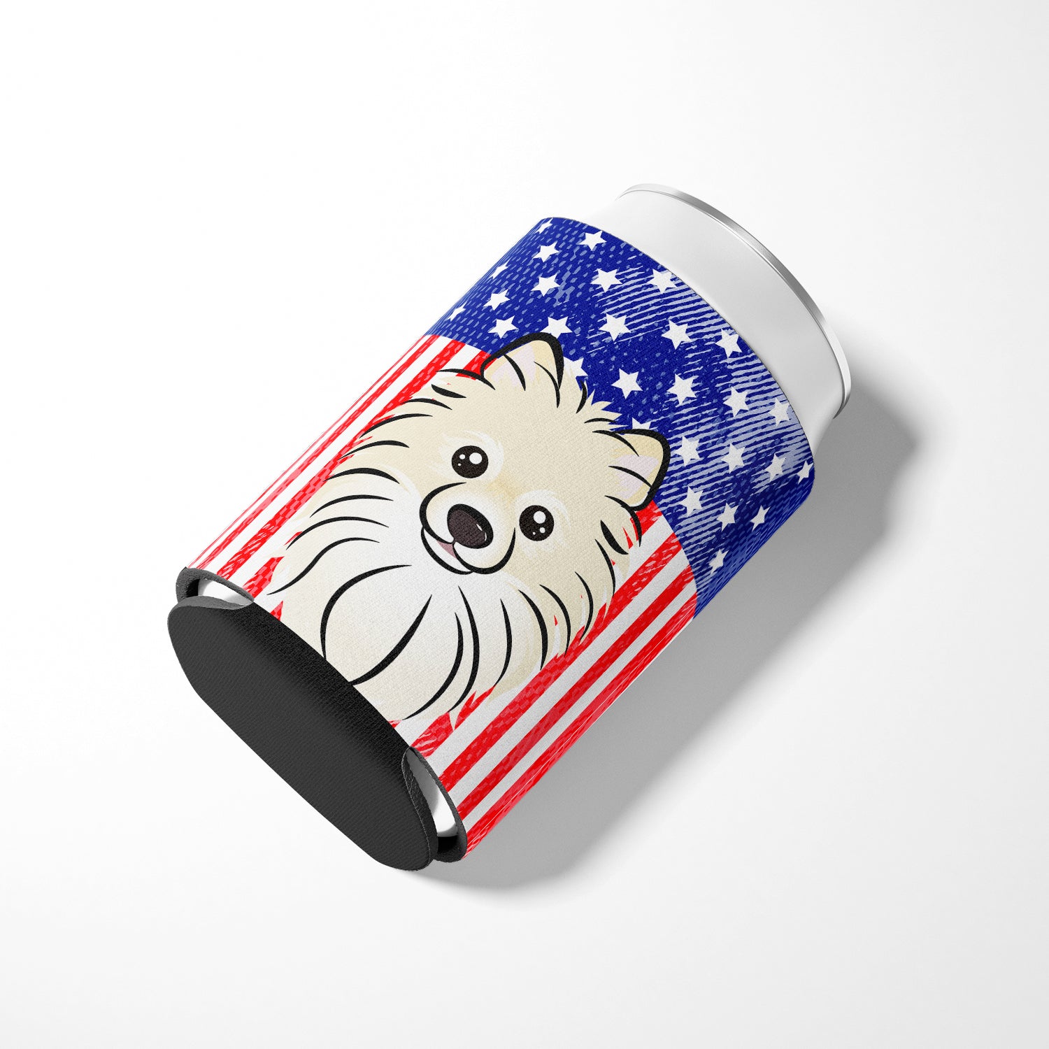 American Flag and Pomeranian Can or Bottle Hugger BB2137CC.