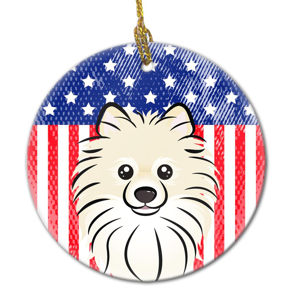 American Flag and Pomeranian Ceramic Ornament BB2137CO1 by Caroline&#39;s Treasures