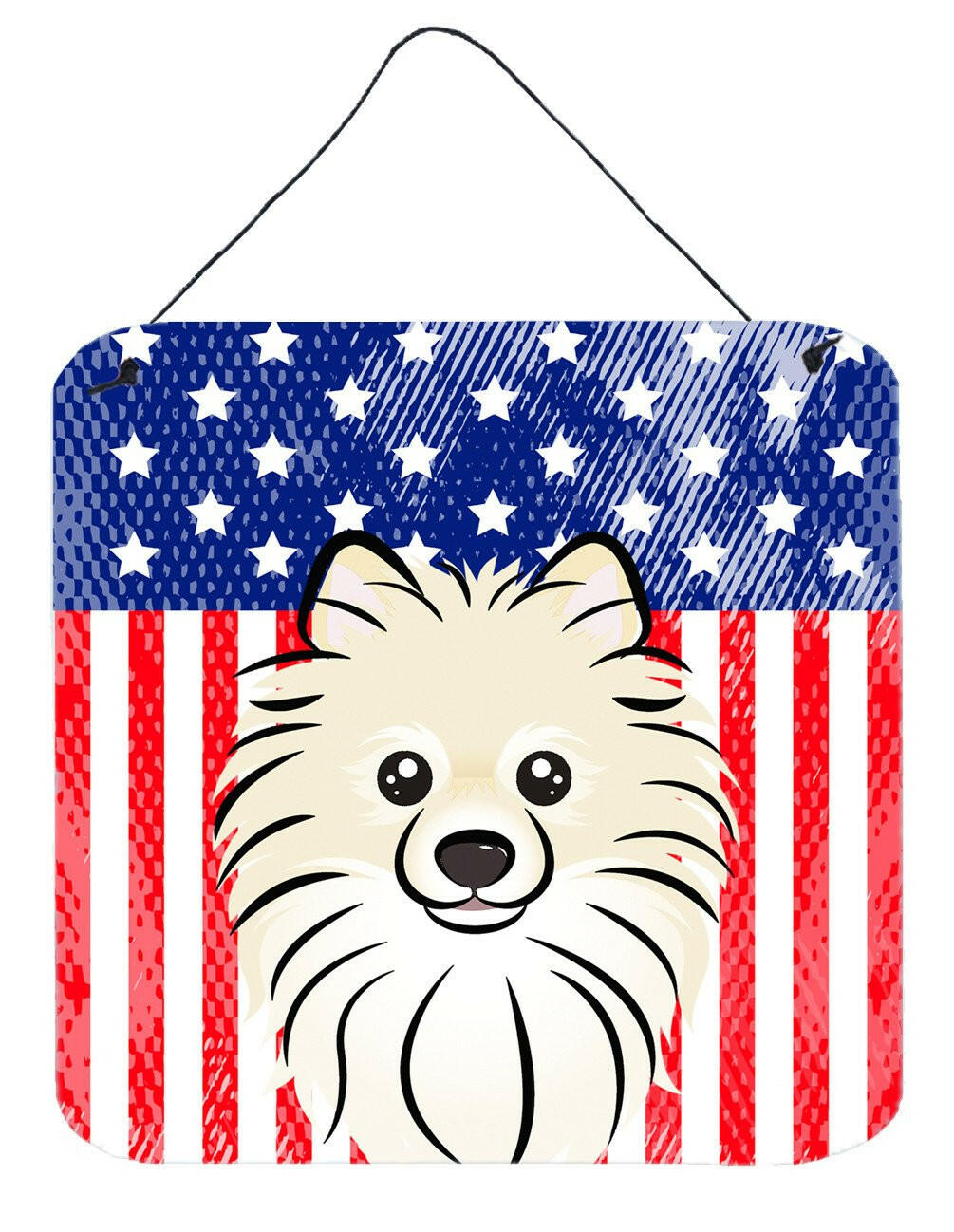 American Flag and Pomeranian Wall or Door Hanging Prints BB2137DS66 by Caroline&#39;s Treasures