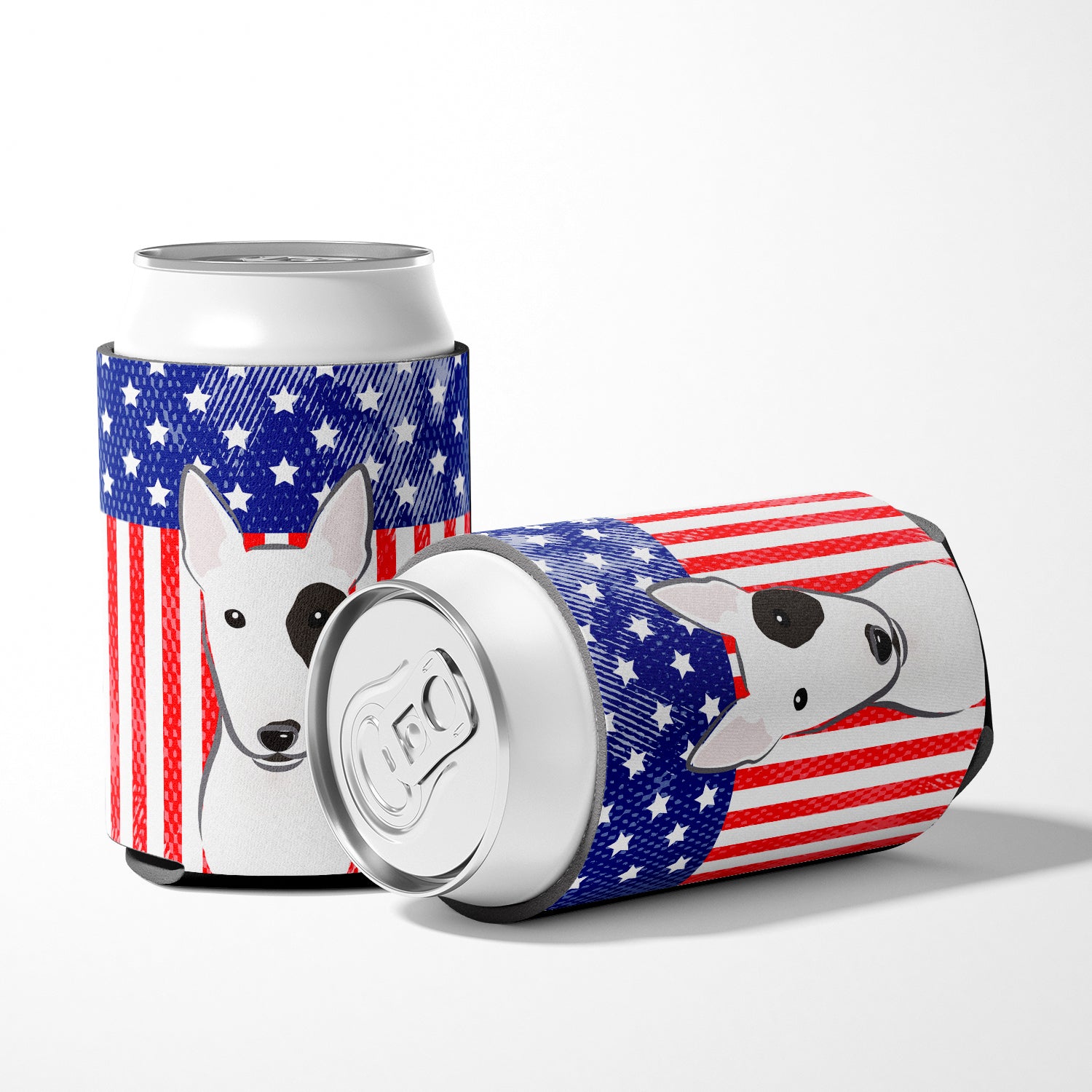 American Flag and Bull Terrier Can or Bottle Hugger BB2139CC.