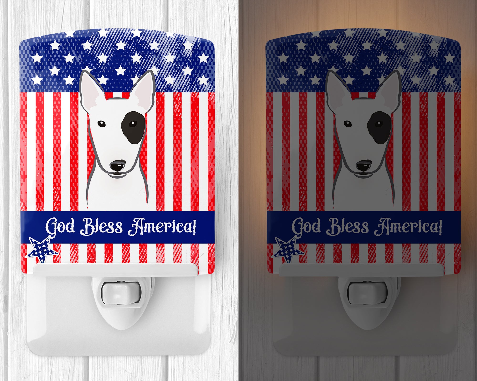 American Flag and Bull Terrier Ceramic Night Light BB2139CNL - the-store.com