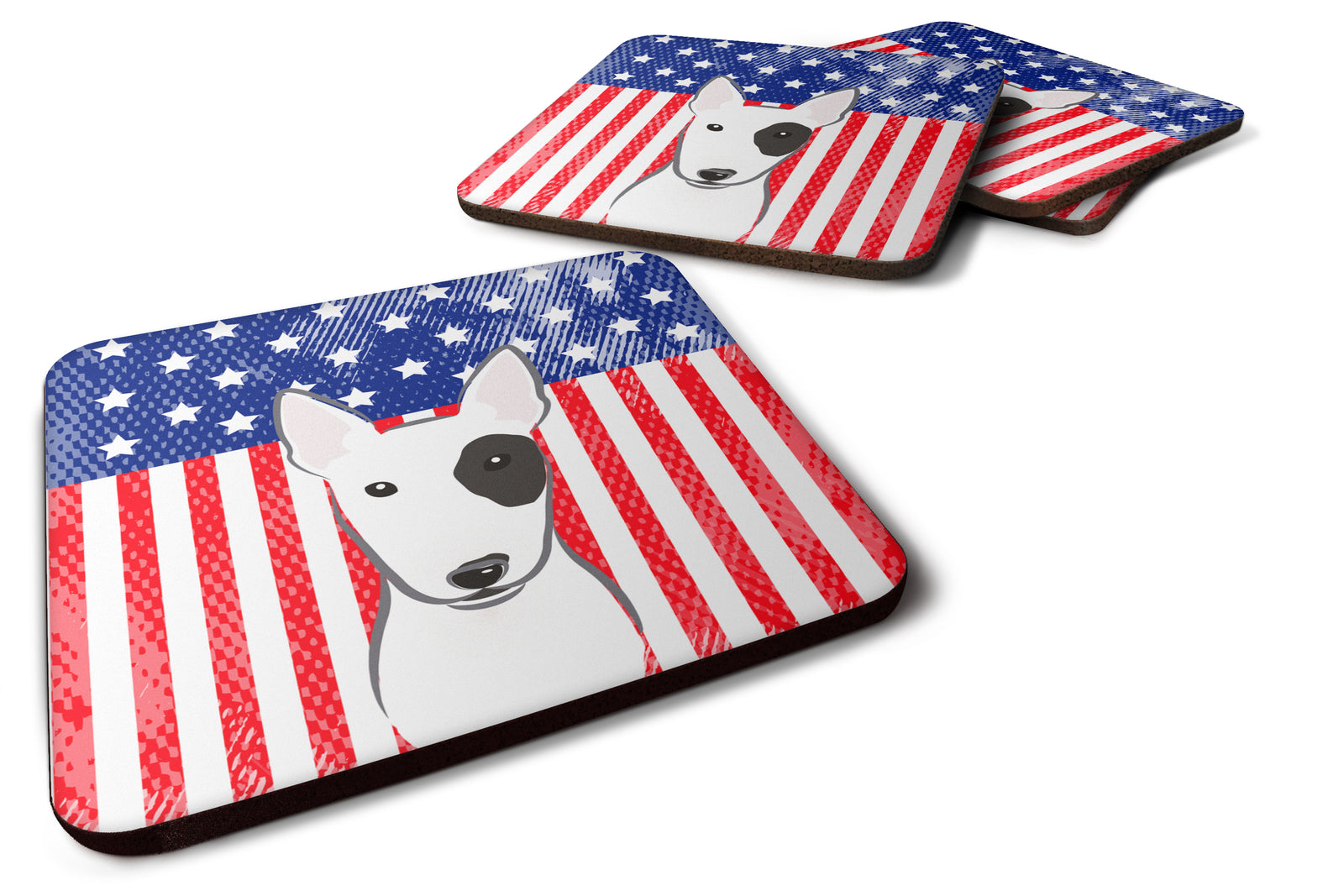 American Flag and Bull Terrier Foam Coaster Set of 4 - the-store.com