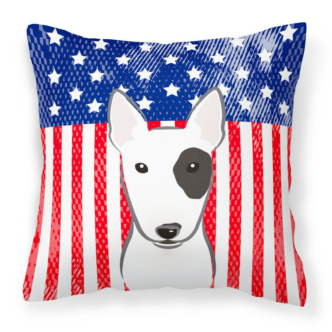 American Flag and Bull Terrier Fabric Decorative Pillow BB2139PW1414 - the-store.com