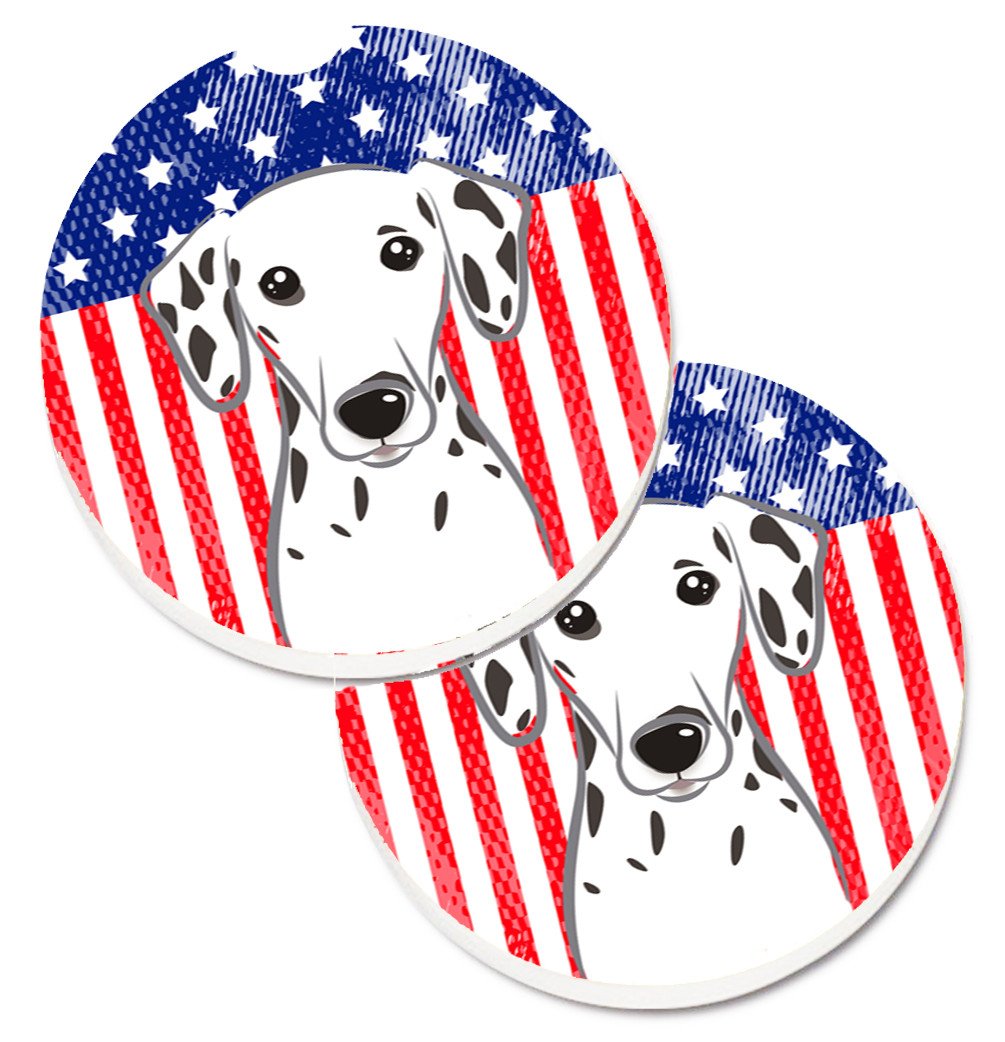 American Flag and Dalmatian Set of 2 Cup Holder Car Coasters BB2140CARC by Caroline&#39;s Treasures