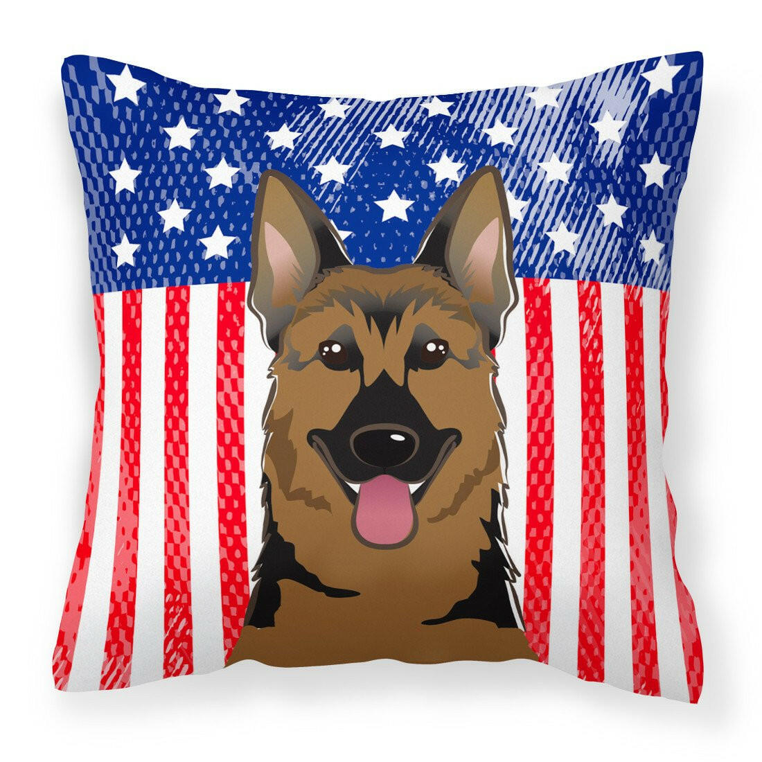 American Flag and German Shepherd Fabric Decorative Pillow BB2141PW1414 - the-store.com