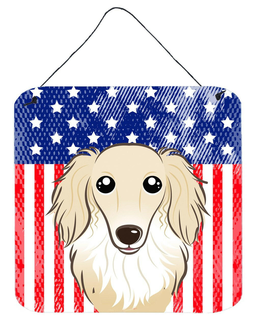 American Flag and Longhair Creme Dachshund Wall or Door Hanging Prints BB2142DS66 by Caroline&#39;s Treasures