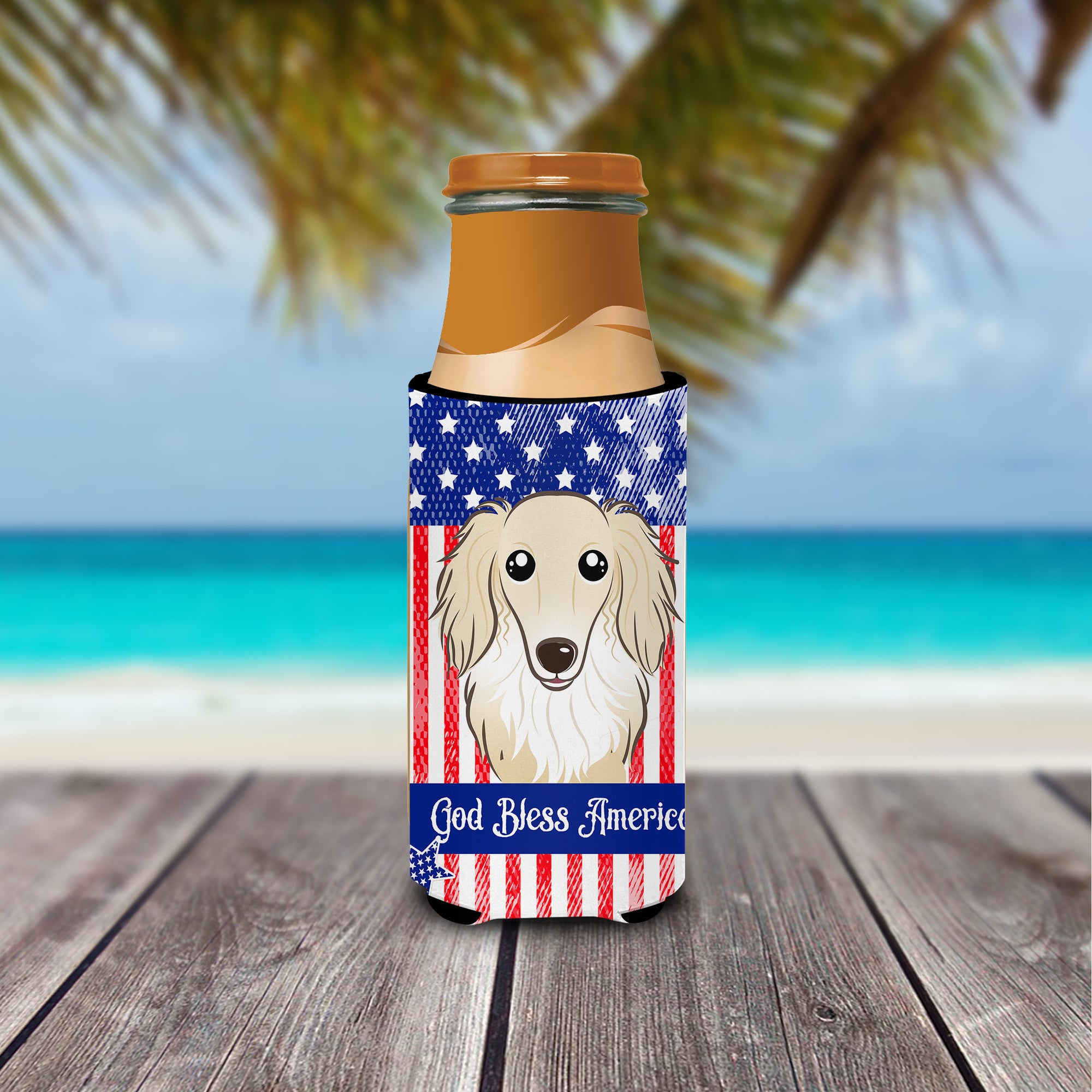 Longhair Creme Dachshund  Ultra Beverage Insulator for slim cans BB2142MUK  the-store.com.