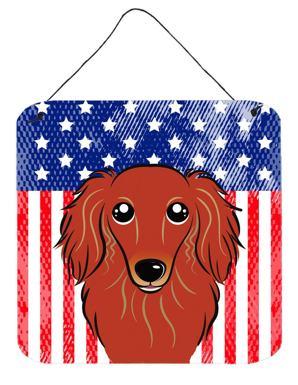 American Flag and Longhair Red Dachshund Wall or Door Hanging Prints BB2144DS66 by Caroline&#39;s Treasures