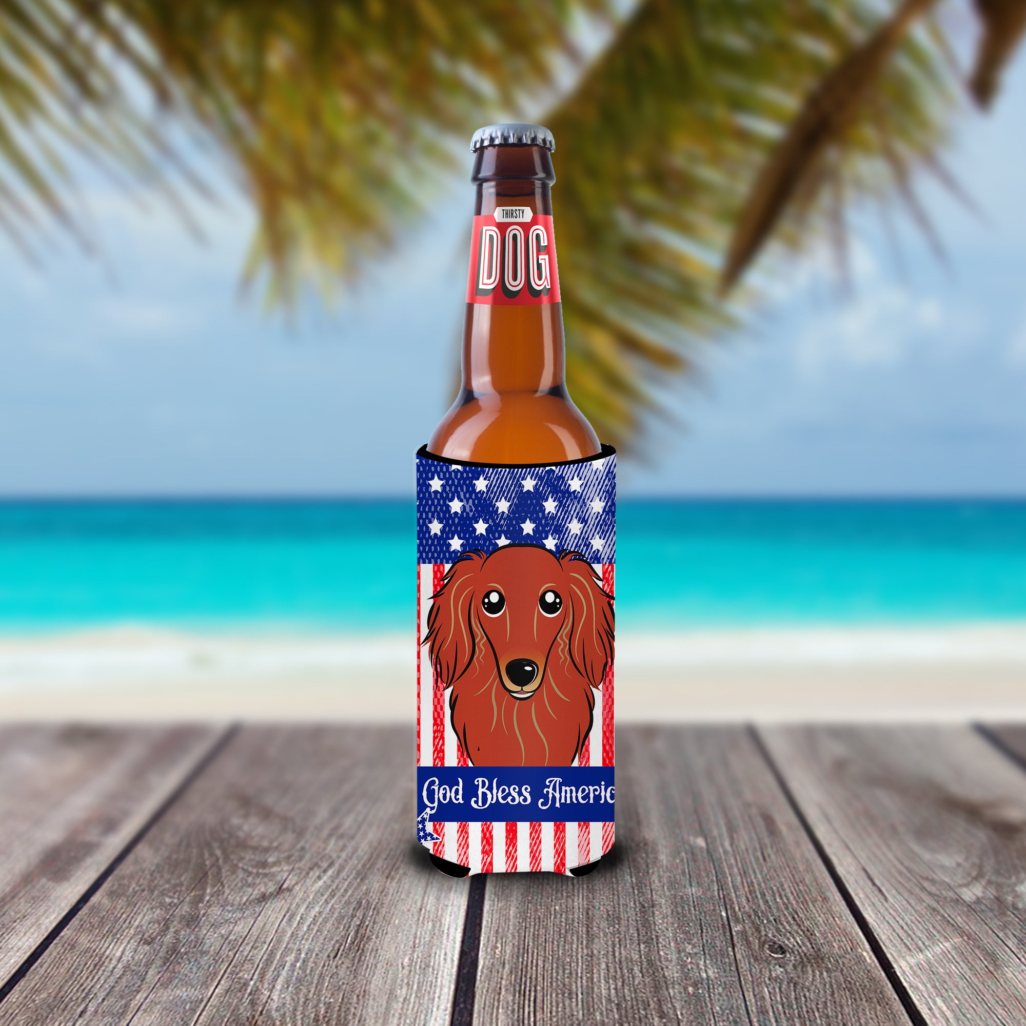 Longhair Red Dachshund  Ultra Beverage Insulator for slim cans BB2144MUK