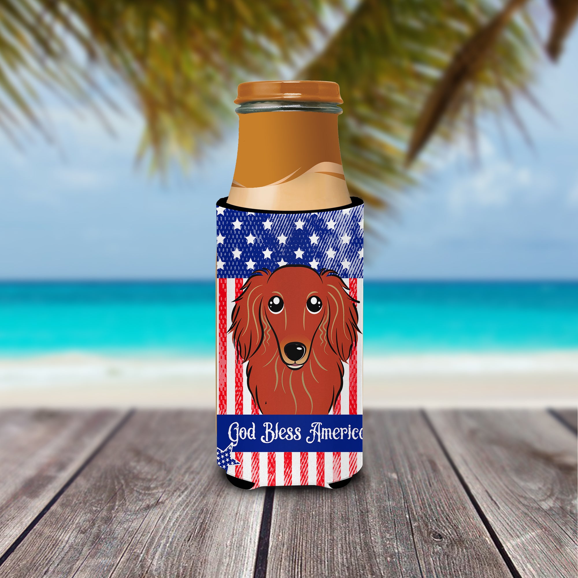 Longhair Red Dachshund  Ultra Beverage Insulator for slim cans BB2144MUK  the-store.com.