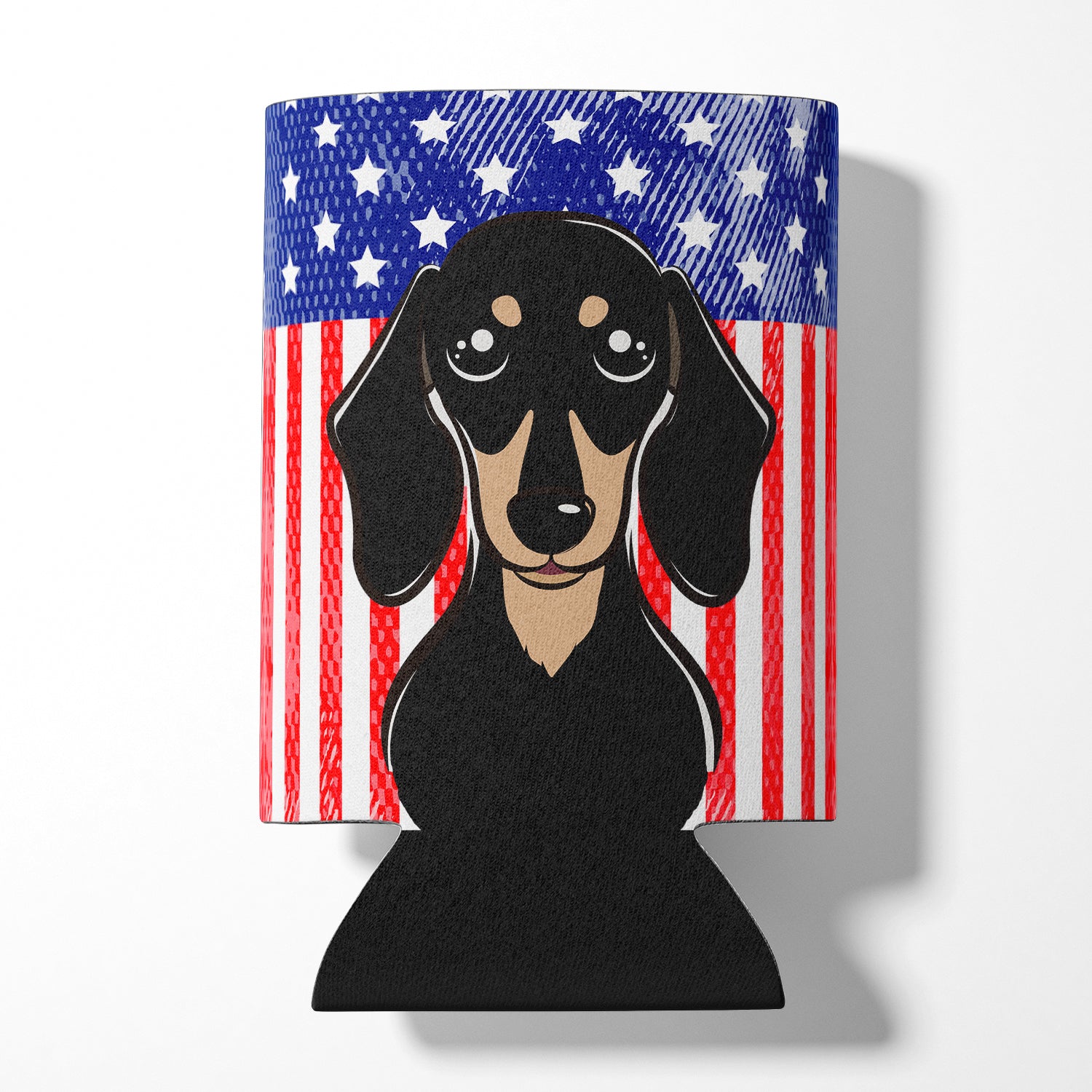 American Flag and Smooth Black and Tan Dachshund Can or Bottle Hugger BB2145CC