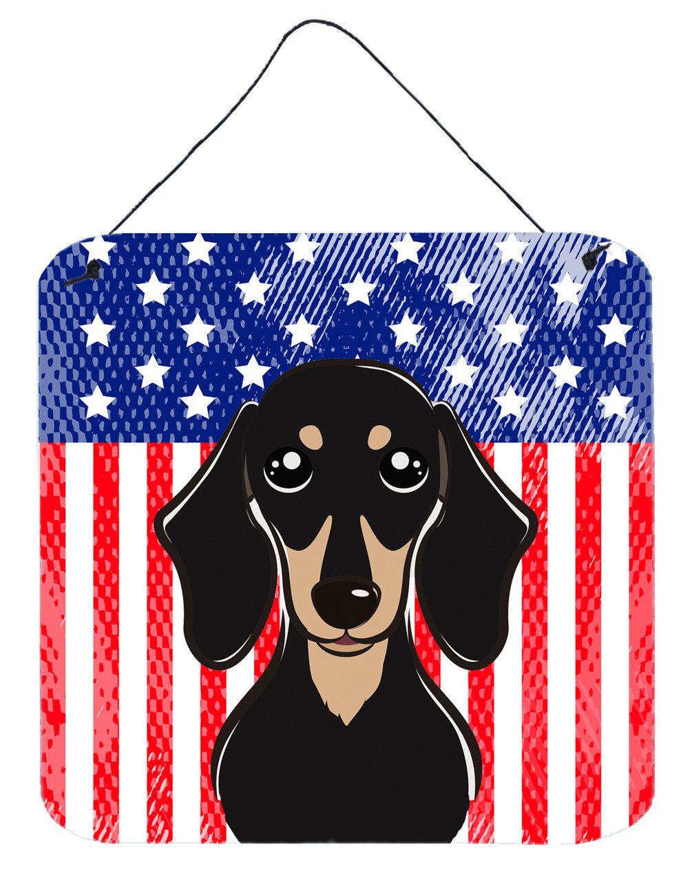 American Flag and Smooth Black and Tan Dachshund Wall or Door Hanging Prints BB2145DS66 by Caroline&#39;s Treasures