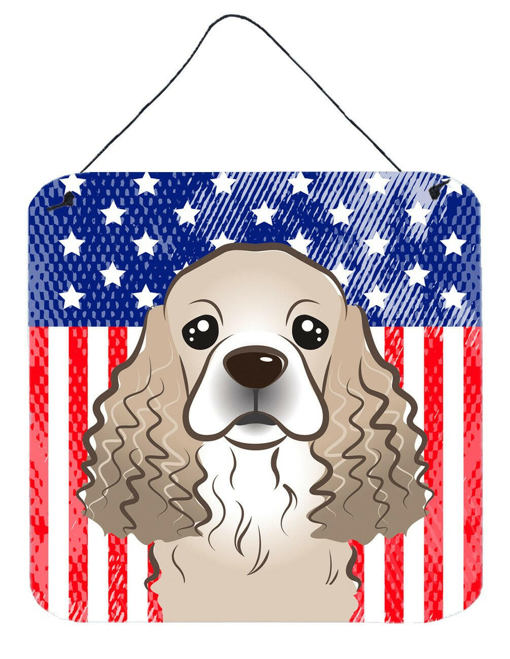 American Flag and Cocker Spaniel Wall or Door Hanging Prints BB2146DS66 by Caroline&#39;s Treasures