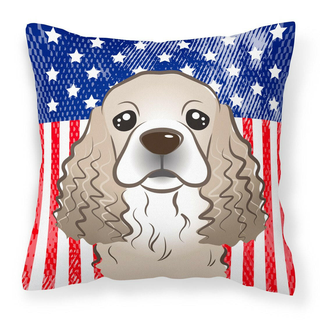 American Flag and Cocker Spaniel Fabric Decorative Pillow BB2146PW1414 - the-store.com