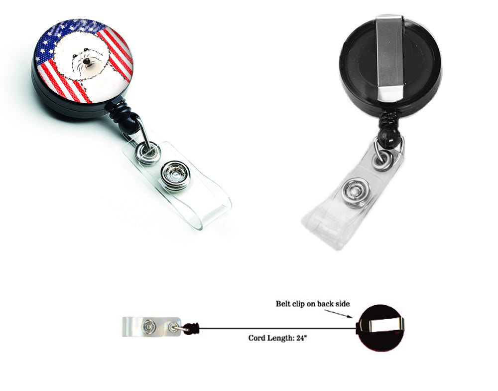 American Flag and Bichon Frise Retractable Badge Reel BB2147BR