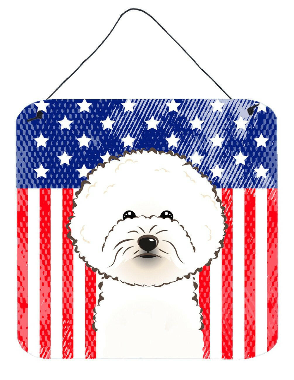 American Flag and Bichon Frise Wall or Door Hanging Prints BB2147DS66 by Caroline's Treasures