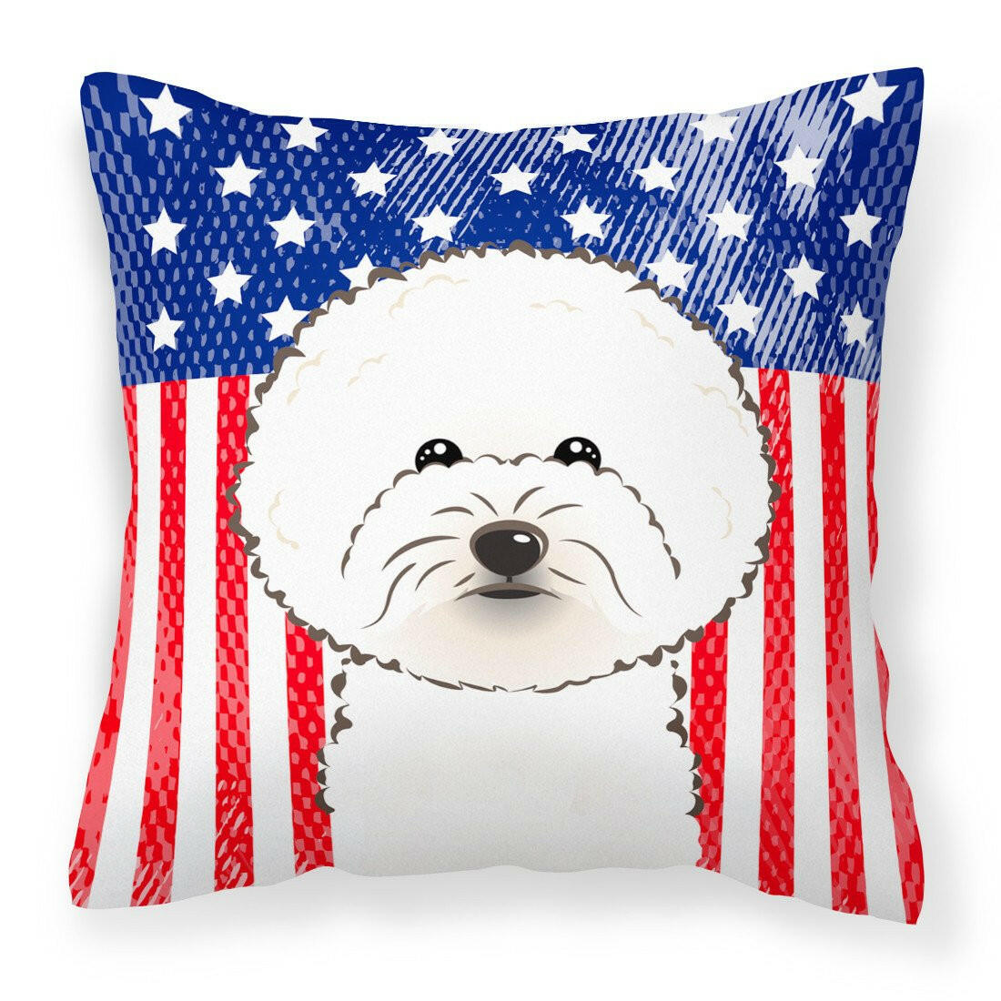 American Flag and Bichon Frise Fabric Decorative Pillow BB2147PW1414 - the-store.com