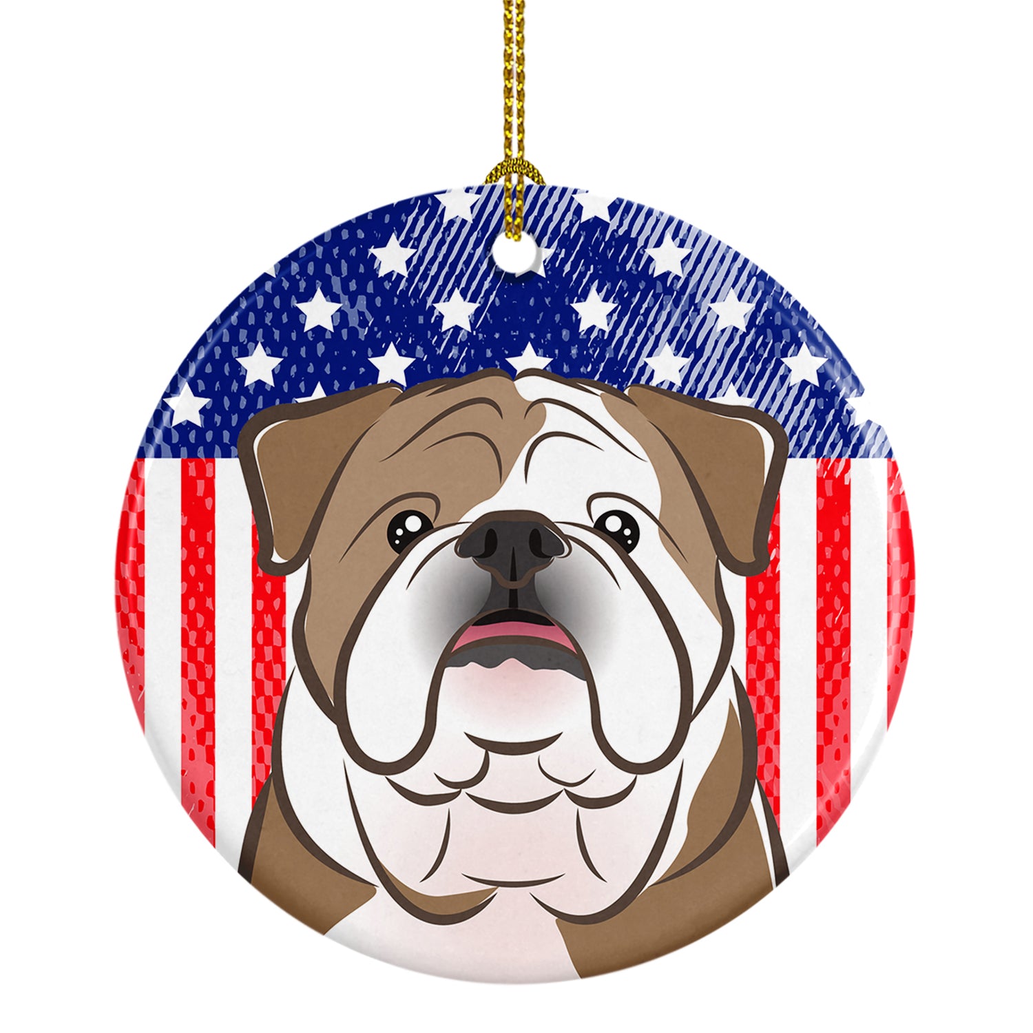 American Flag and English Bulldog Ceramic Ornament - the-store.com