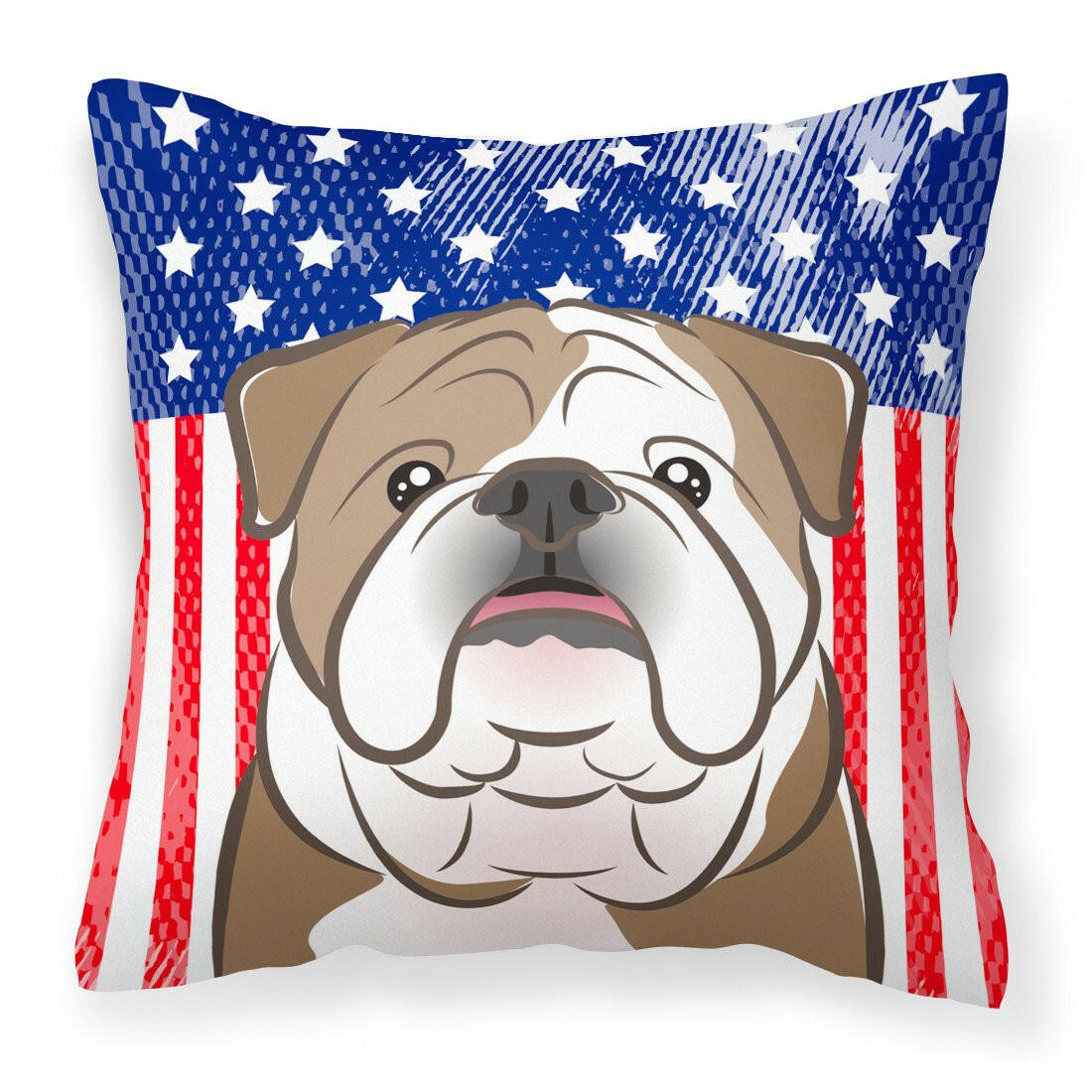 American Flag and English Bulldog  Fabric Decorative Pillow BB2149PW1414 - the-store.com