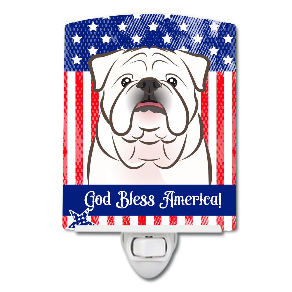 American Flag and White English Bulldog  Ceramic Night Light BB2150CNL - the-store.com