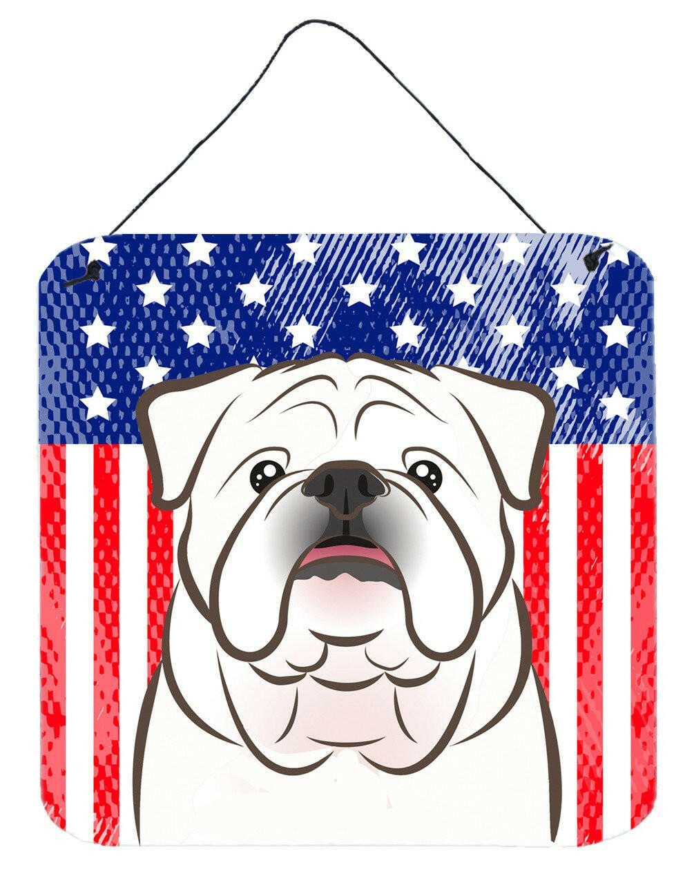 American Flag and White English Bulldog  Wall or Door Hanging Prints BB2150DS66 by Caroline&#39;s Treasures