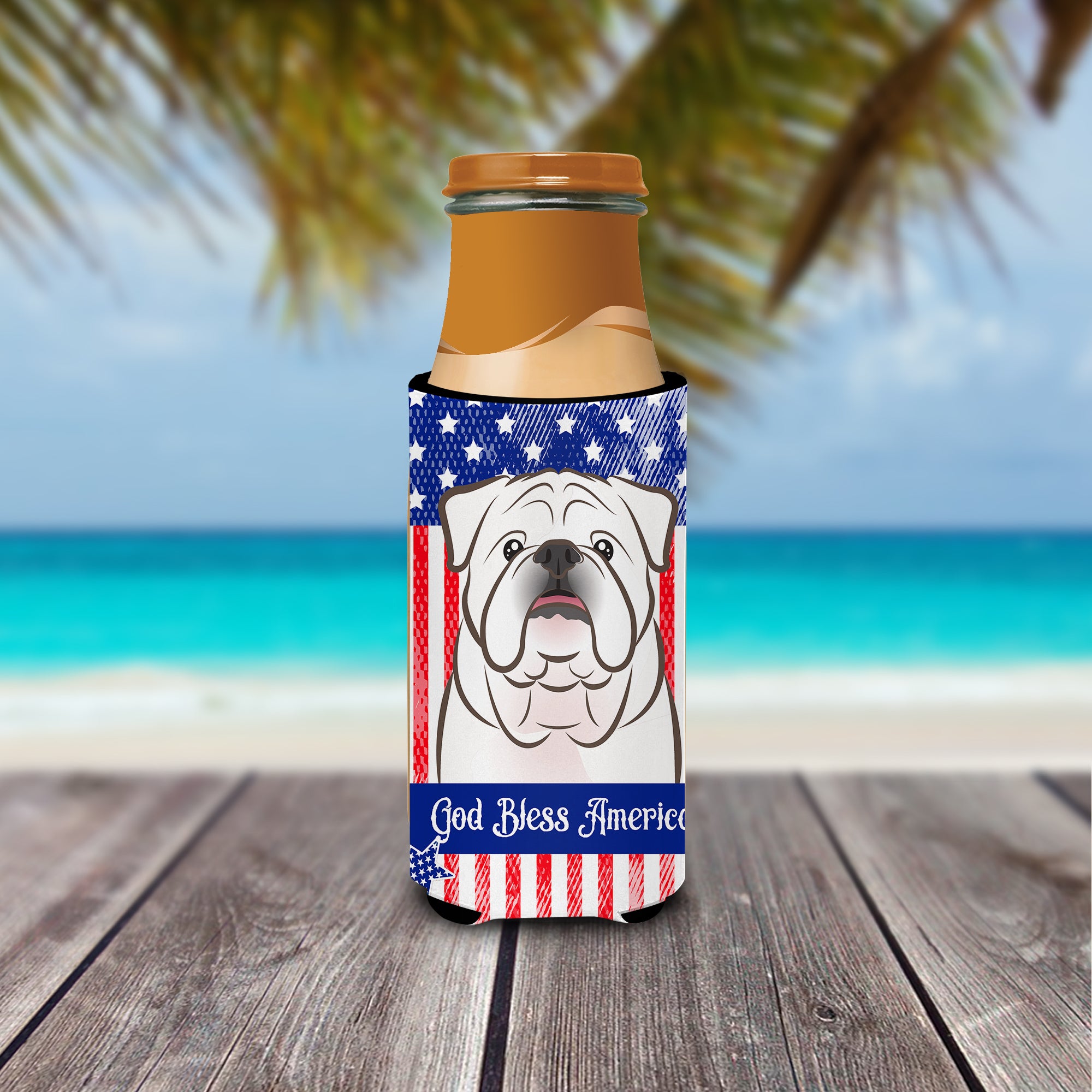 White English Bulldog   Ultra Beverage Insulator for slim cans BB2150MUK