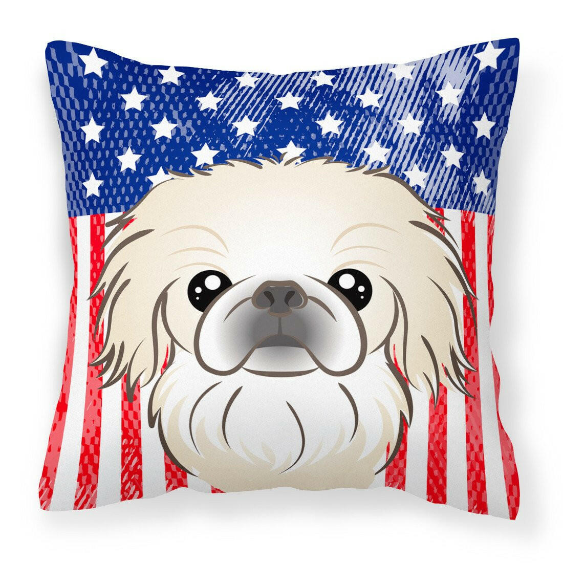 American Flag and Pekingese Fabric Decorative Pillow BB2151PW1414 - the-store.com