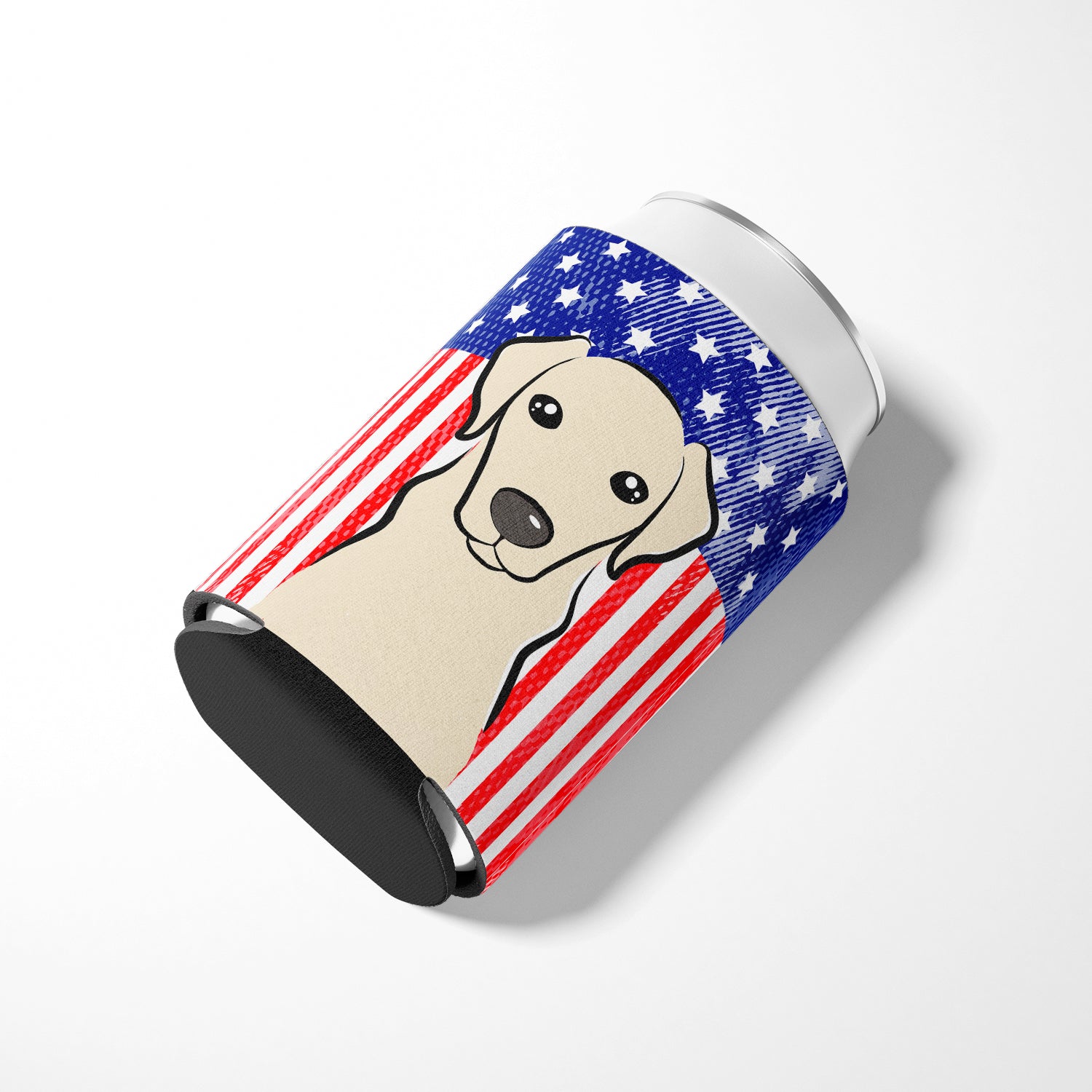 American Flag and Yellow Labrador Can or Bottle Hugger BB2152CC