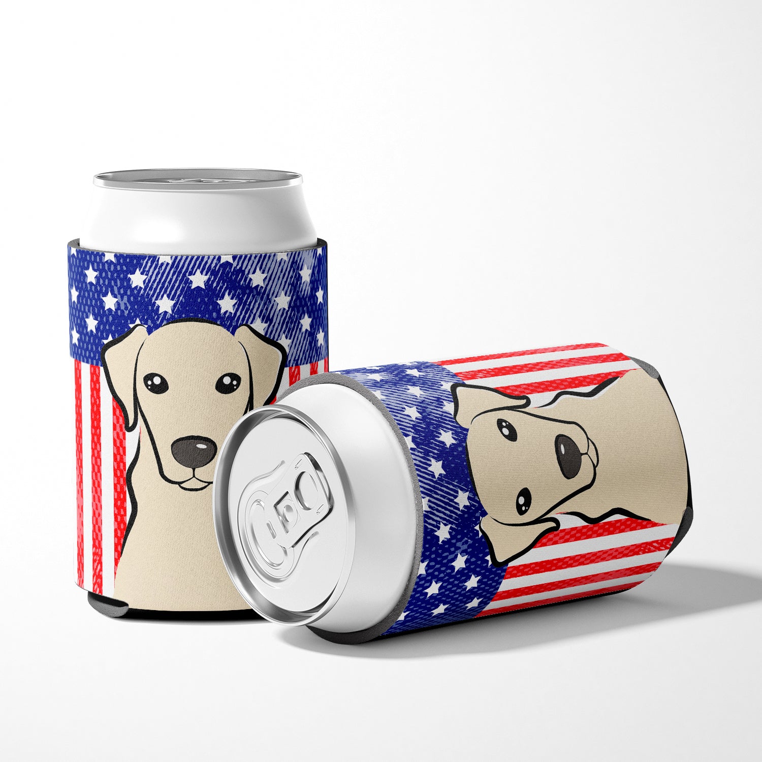 American Flag and Yellow Labrador Can or Bottle Hugger BB2152CC