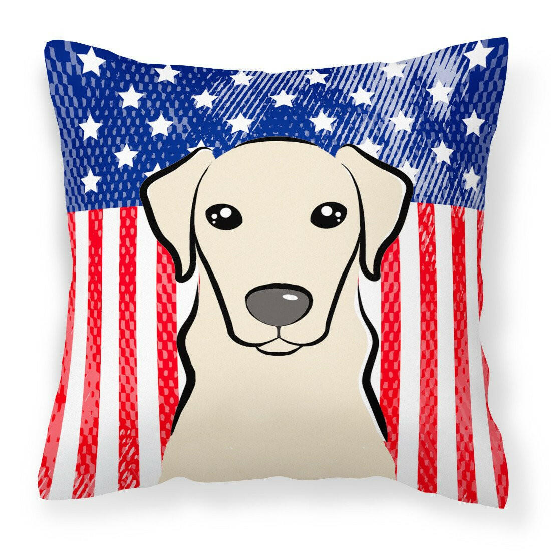 American Flag and Yellow Labrador Fabric Decorative Pillow BB2152PW1414 - the-store.com