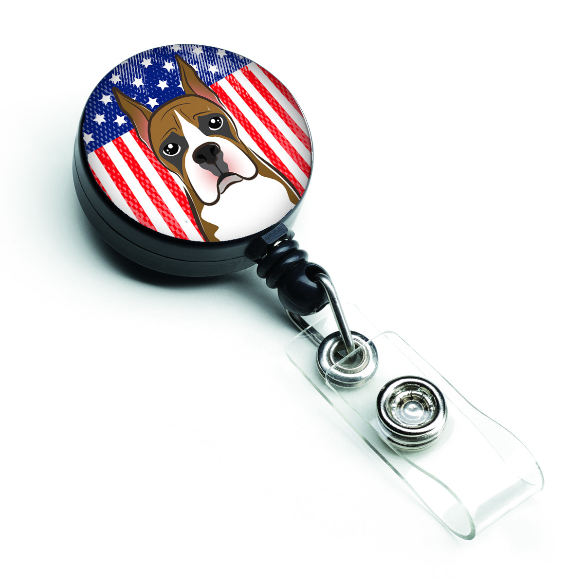 American Flag and Boxer Retractable Badge Reel BB2153BR.
