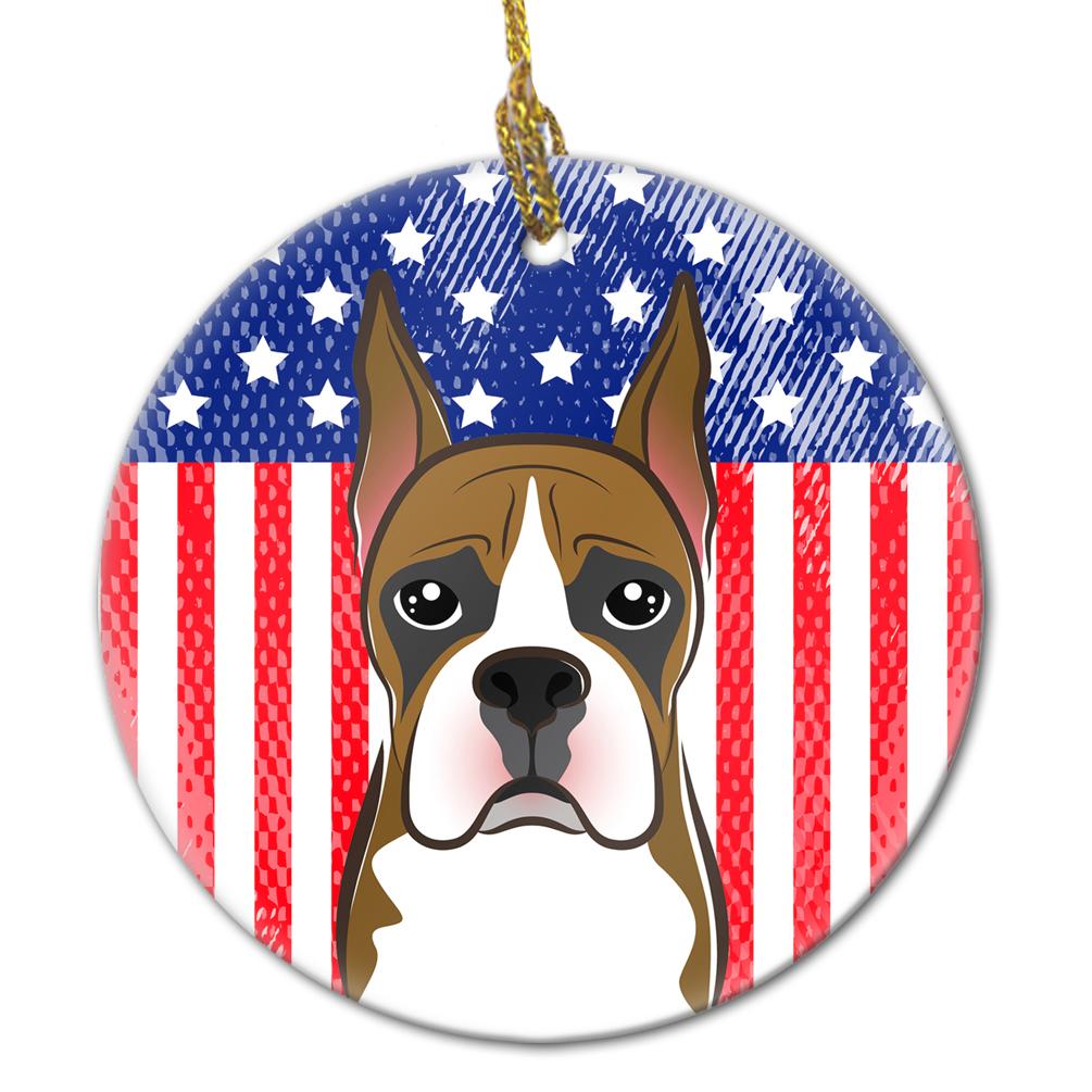 American Flag and Boxer Ceramic Ornament BB2153CO1 by Caroline&#39;s Treasures