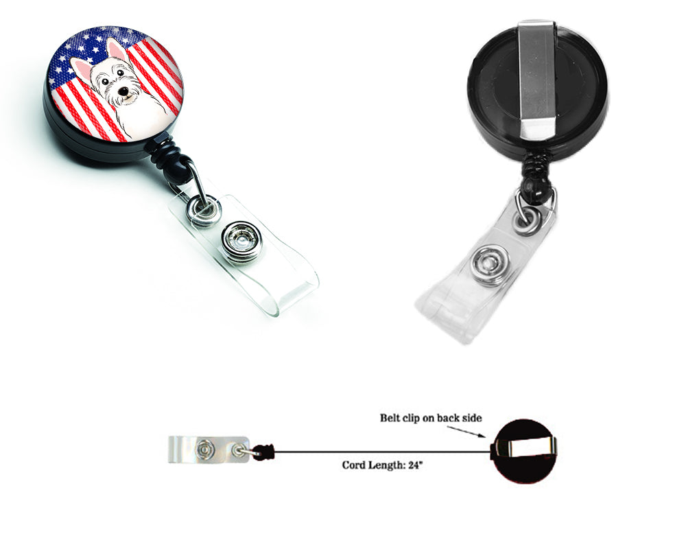 American Flag and Westie Retractable Badge Reel BB2156BR