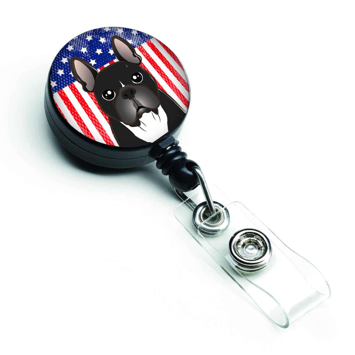 American Flag and French Bulldog Retractable Badge Reel BB2157BR