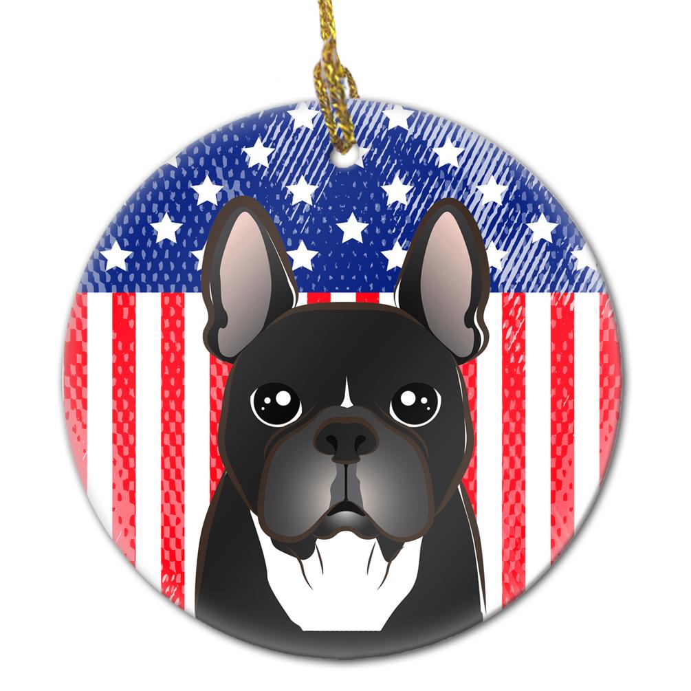 American Flag and French Bulldog Ceramic Ornament BB2157CO1 by Caroline&#39;s Treasures
