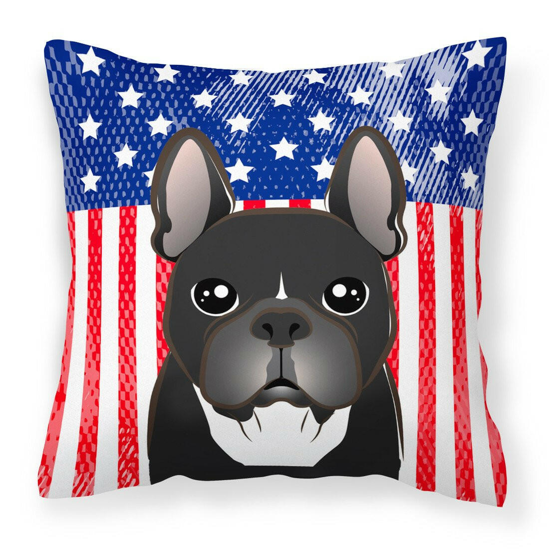 American Flag and French Bulldog Fabric Decorative Pillow BB2157PW1414 - the-store.com