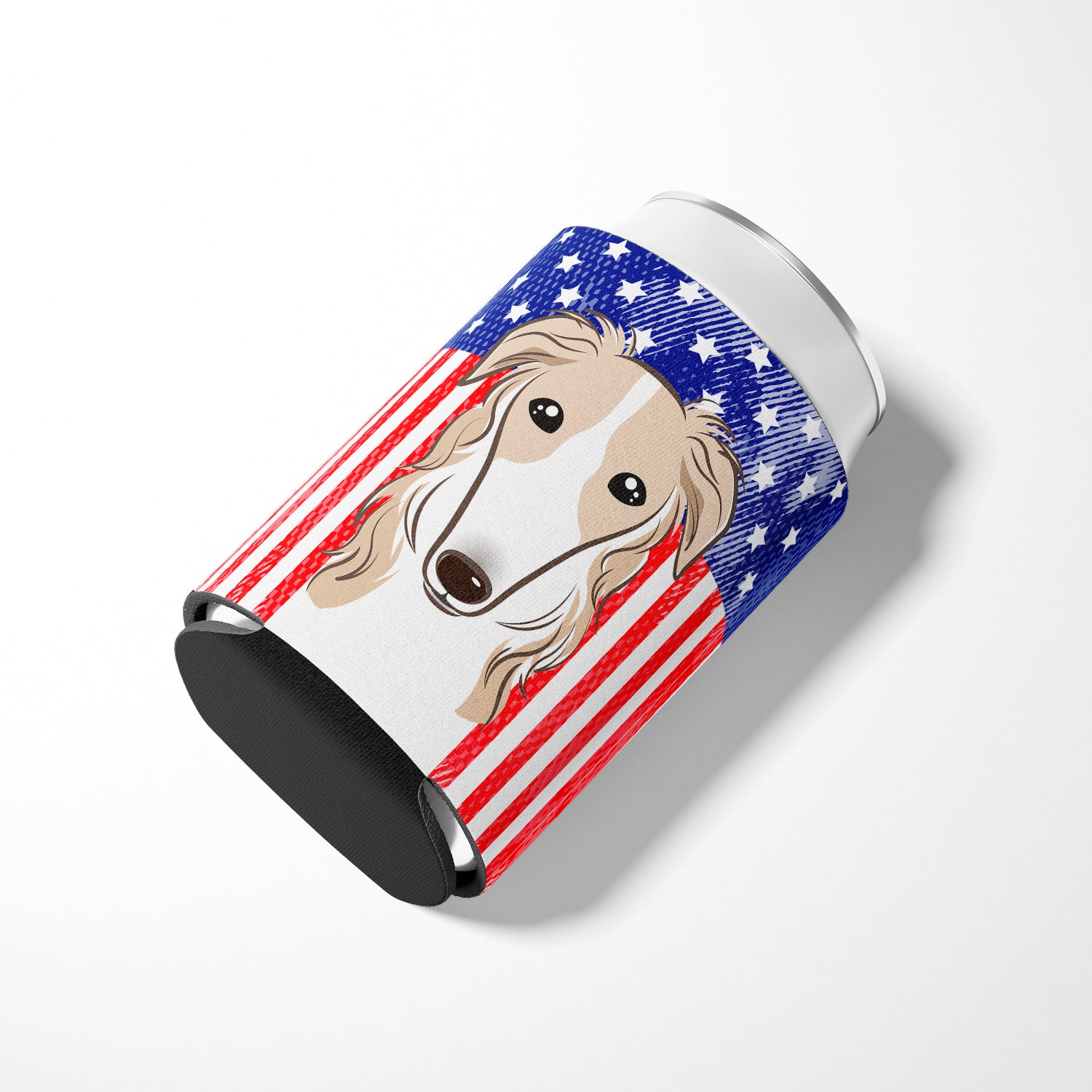 American Flag and Borzoi Can or Bottle Hugger BB2158CC