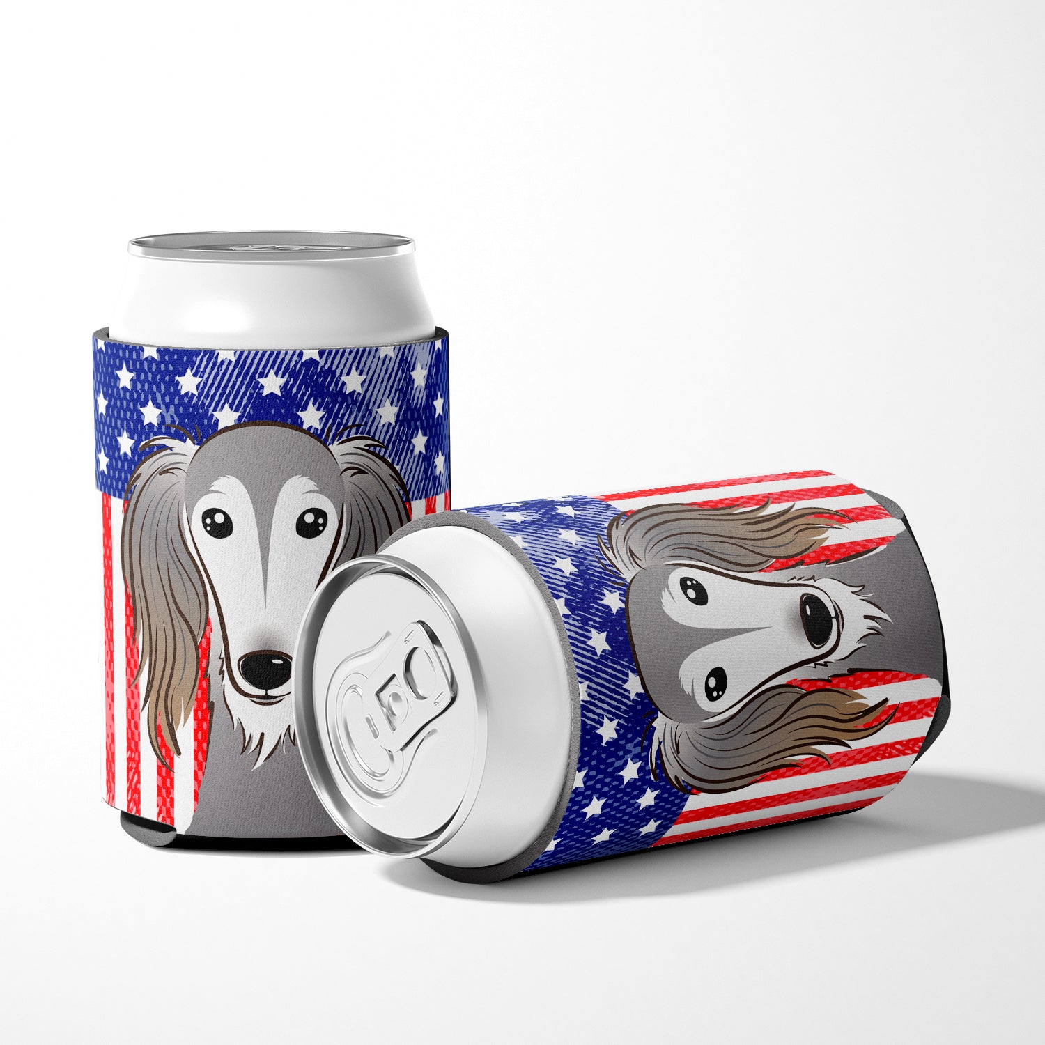 American Flag and Saluki Can or Bottle Hugger BB2159CC.